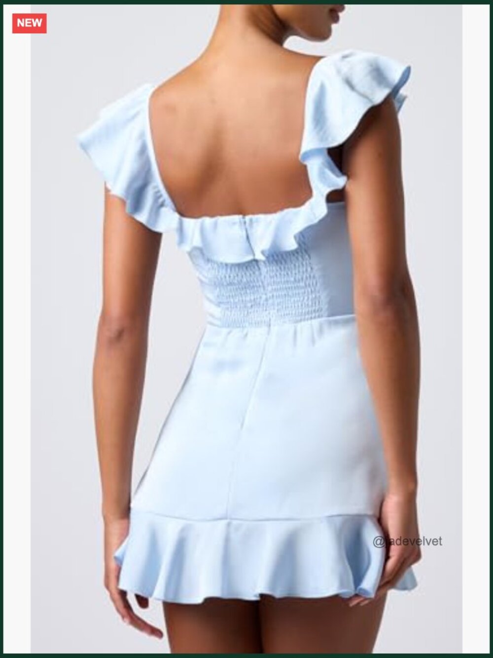 Square Neck Ruffle Smocked Back Mini Dress - Flirty Party Dress - Picture 2 of 5